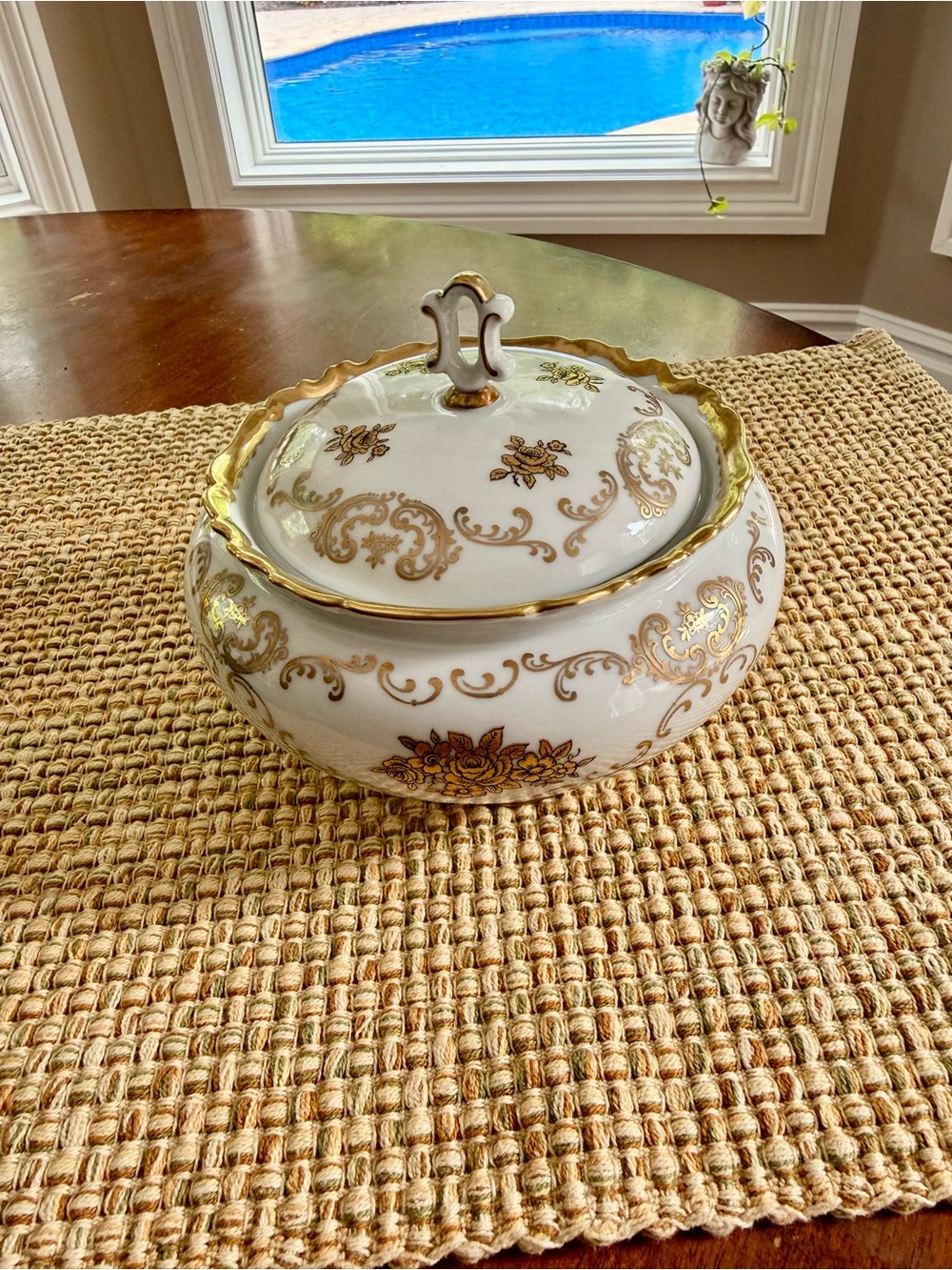 Reichenbach Germany Gold Gilt Bowl Candy Dish with Lid
